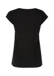 Czarny T-shirt ze złotym nadrukiem damski TSHDT-0087-99(W22)-03