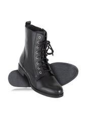 Women's black leather heeled boots BUTYD-1008-99(Z23)-04