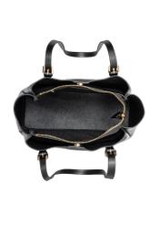 Czarna damska torebka typu shopper TOREC-1344-9I(Z26) - widok produktu z góry, na białym tle.