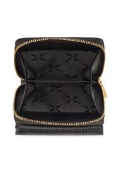 Mały czarny skórzany portfel damski PORES-0802R-9I(W26), widok produktu w środku na białym tle.