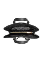 Czarna skórzana torebka shopper TORES-1281-99(W26) - widok produktu z góry, na białym tle. 