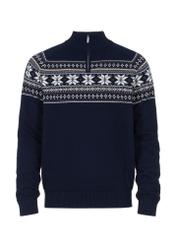 Granatowy sweter męski we wzór norweski SWEMT-0133-69(Z23)