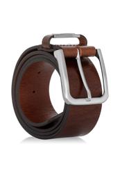 Brown leather men's belt PASMS-0129B-89(W23)-02