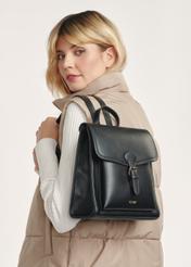 Czarny średni elegancki plecak damski TOREC-0985A-99(Z25)