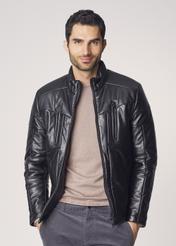 Men's short leather jacket with insulation KURMS-0248-5506(Z21)-01