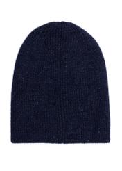 Granatowa czapka damska CZADT-0209-69(Z25) - widok produktu z tyłu na białym tle.  