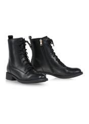 Black women's leather ankle boots BUTYD-1115-99(Z24)-04