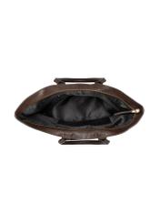 Brązowa skórzana torebka damska typu shopper TORES-1380-1H(Z26), widok produktu w środku na białym tle.