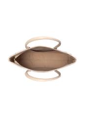 Duża jasnobeżowa torebka damska z plecionką TOREC-1168-1A(W26), widok produktu w środku na białym tle.