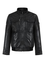 Men's black leather jacket KURMS-0346-2771(Z24) pic. 1