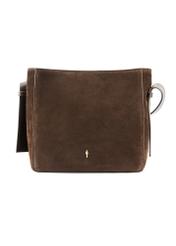 Skórzana torebka damska w kolorze brązowym TORES-1251-1I(W26) - widok produktu z przodu, na białym tle. 