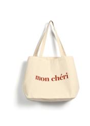 Bawełniana beżowa torebka shopper TOREN-0334-0P(W26), widok produktu od przodu na białym tle.