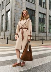 Beżowe futro damskie z wełną FUTDW-0035-80(Z25)