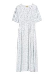 Długa sukienka w kwiaty w kolorze białym SUKDT-0191-7P(W26)