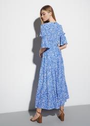 Długa niebieska sukienka w kwiaty SUKDT-0155-61(W23)