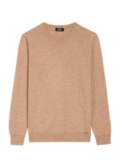 Camelowy sweter męski SWEMT-0186-24(Z25), widok produktu z przodu na białym tle.