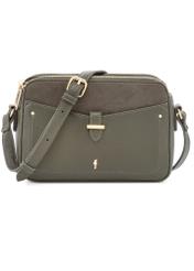 Mała torebka damska khaki TOREC-0830B-55(Z25), widok produktu z przodu na białym tle.