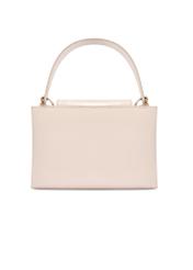 Skórzana kremowa torebka kuferek TORES-1270-0B(W26) - widok produktu z tyłu, na białym tle. 