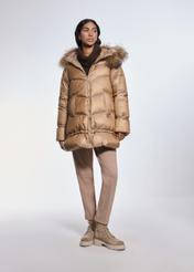 Beige women's winter jacket KURDT-0535-81(Z24)-01