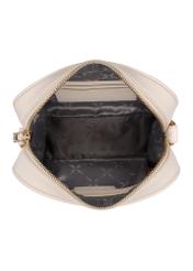 Kremowa skórzana torebka damska TORES-1103B-0B(W26), widok produktu w środku na białym tle.