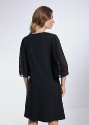 Black dress with pleated sleeves SUKDT-0210-99(Z24)