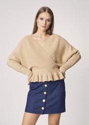 Beżowy sweter damski z taliowaniem SWEDT-0126-81(Z21)-02