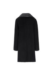 Wełniany czarny płaszcz damski PLADT-0036-99(Z20)