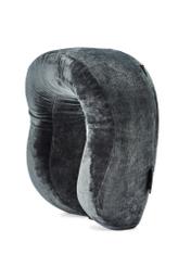 Szara poduszka podróżna AW-014-0002-91(W25), widok produktu skosem na białym tle.-02