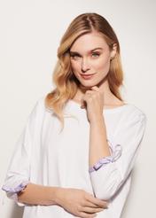 Biała bluzka damska z wiązaniem BLUDT-0126-11(W23)