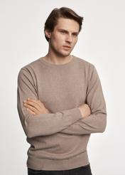 Beżowy sweter męski z logo SWEMT-0114-81(Z23)