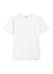 Biały bawełniany T-shirt męski TSHMT-0153-0A(Z26) - widok produktu z przodu, na białym tle. 