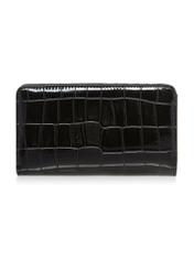 Czarny portfel damski croco POREC-0353A-9G(Z26) widok produktu z tyłu na białym tle.