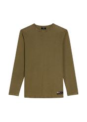 Sweter męski w kolorze khaki SWEMT-0187-8D(W26), widok produktu z przodu na białym tle.