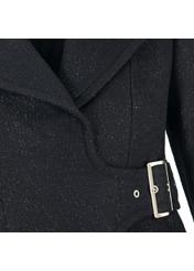 Czarny płaszcz damski z klamrą PLADT-0003-99(Z16)