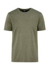 Bawełniany T-shirt męski w kolorze khaki TSHMT-0120-55(W25), widok produktu z przodu na białym tle. 