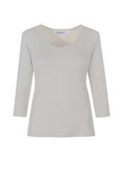 White women's V neck blouse LSLDT-0021-91(Z21)-03