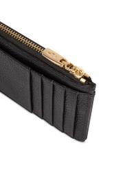 Czarny mały skórzany portfel damski PORES-0978R-9I(W26), zbliżenie na detal produktu na białym tle.