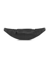Czarna skórzana nerka męska z logo TORMS-0295A-99(Z25) - widok produktu z tyłu na białym tle.