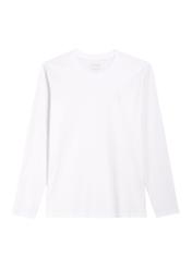 Biały bawełniany longsleeve męski LSLMT-0013-0A(Z26) - widok produktu z przodu, na białym tle.