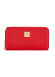 Duży czerwony portfel damski z logo POREC-0368-42(W24)