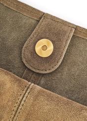 Zamszowa shopperka damska khaki TORES-1177-57(Z25), zbliżenie na detal produktu na białym tle. 