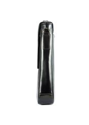 Czarna skórzana teczka męska TORMS-0467-99(Z25) - widok produktu z boku na białym tle. 