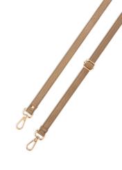 Ciemnobeżowa skórzana torebka damska TORES-0911F-1K(W26) - zbliżenie na detal, na białym tle.