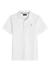 Kremowa koszulka polo z bawełny POLMT-0086-0B(W26), widok produktu z przodu na białym tle.