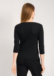 Czarna bluzka V dekolt damska LSLDT-0036-99(W24)