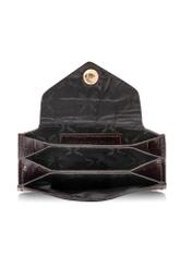 Mały brązowy skórzany portfel damski PORES-0890-1H(W26), widok produktu w środku na białym tle.