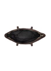 Brązowa torebka damska typu shopper TORES-1407-1I(Z26) - widok produktu z góry, na białym tle. 