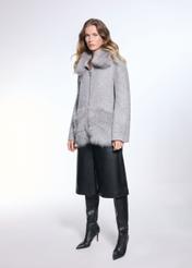 Woolen gray women's fur coat FUTDF-0108-4163(Z24)-04