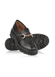 Black leather women's loafers on the platform BUTYD-1098-99(Z24)-07