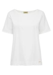 White women's t-shirt with decorative sleeves TSHDT-0127-12(Z24)-01